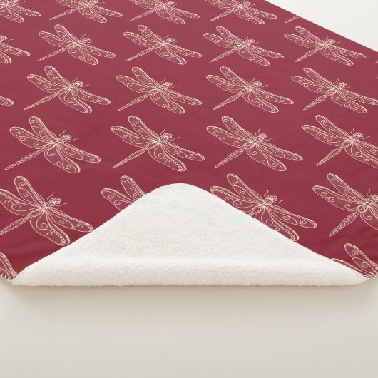 Dragonvliegen op Brick Red Sherpa Deken (3/4)