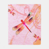 Dragonvliegen op roze vlinderbank fleece deken (Voorkant)