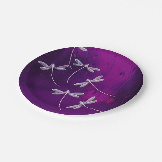 Dragonvliegen op water papieren bordje (Gekanteld)