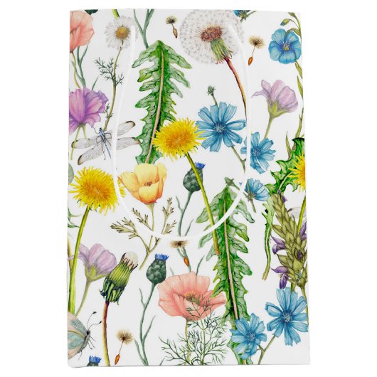 Dragonvliegen op wilde bloemen medium cadeauzakje (Voorkant)