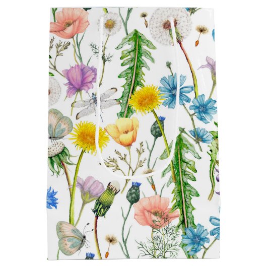 Dragonvliegen op wilde bloemen medium cadeauzakje (Achterkant)