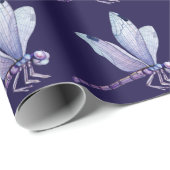 Dragonvliegen Paars Cadeaupapier (Rol Hoek)