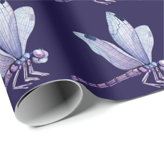 Dragonvliegen Paars Cadeaupapier (Rol Hoek)