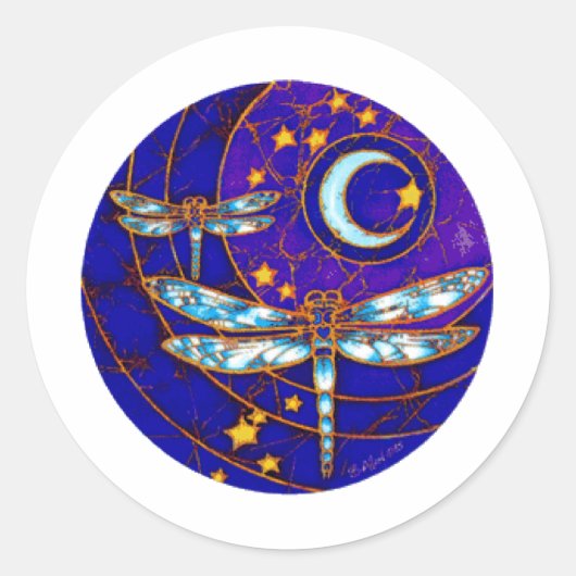 dragonvliesmaan ronde sticker (Voorkant)