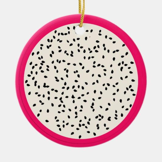 Dragonvruchten/drakenfruit, gestyliseerd fruit keramisch ornament (Voorkant)