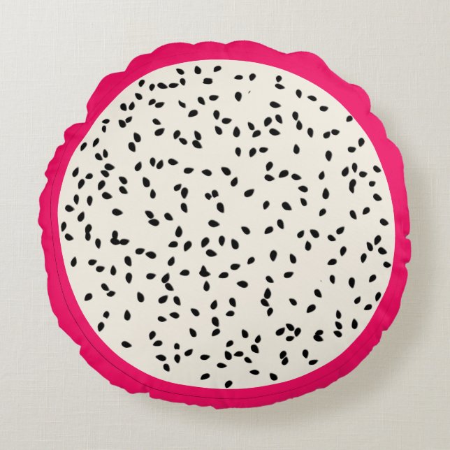 Dragonvruchten/drakenfruit, gestyliseerd fruit rond kussen (Voorkant)