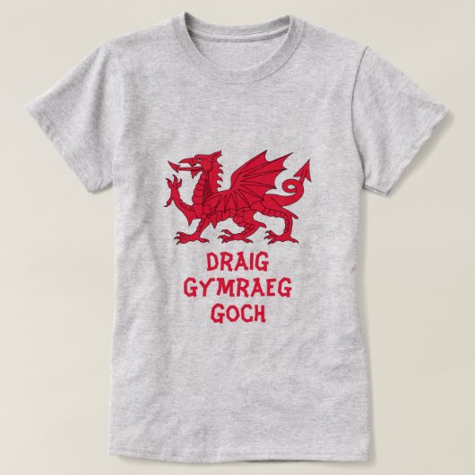 draig Gymraeg goch I red Welsh dragon T-shirt (Design voorkant)