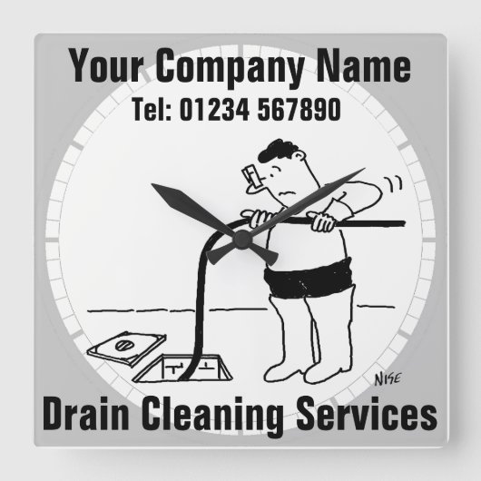 Drain Cleaning Services Business Clock Vierkante Klok (Voorkant)