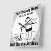 Drain Cleaning Services Business Clock Vierkante Klok (Hoek)