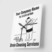 Drain Cleaning Services Cartoon Clock Vierkante Klok (Hoek)