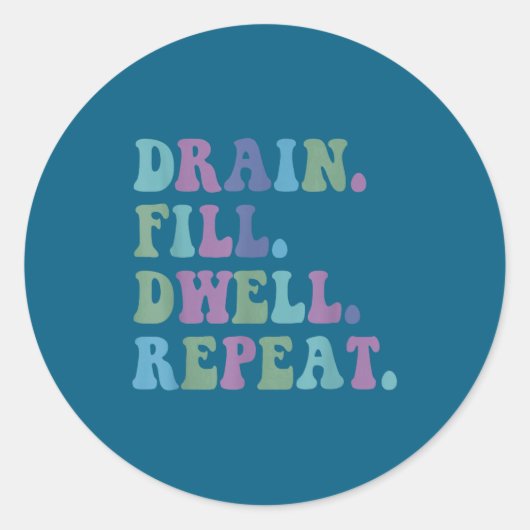 Drain Fill Dwell Repeat Funny Quote Saying Design Ronde Sticker (Voorkant)