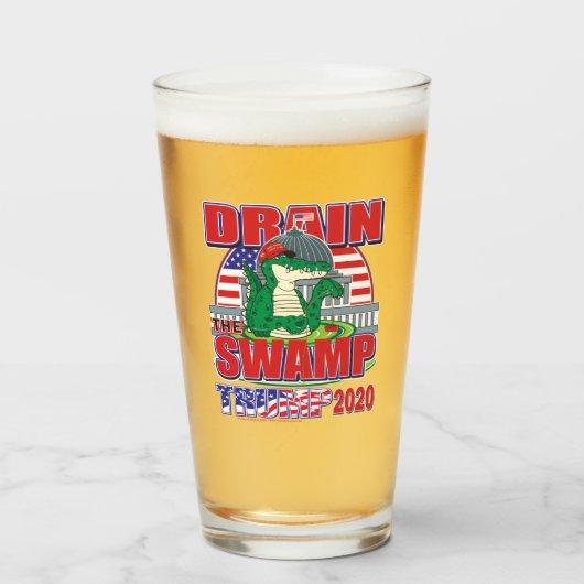 Drain the Swamp - Trump 2020 Glas (Voorkant gevuld)