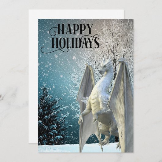 Drak Winter Scene Sneeuw Prettige Feestdagen Feestdagenkaart (Voorkant / Achterkant)