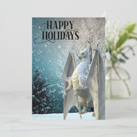 Drak Winter Scene Sneeuw Prettige Feestdagen Feestdagenkaart (Staand voorkant)