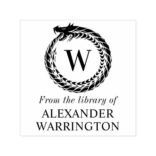 Drake Drakenframe Bibliotheek Boek Naam Initiaal M Zelfinktende Stempel (Design)