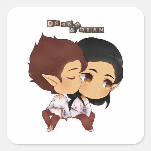Drake en Dian Square Sticker (Voorkant)