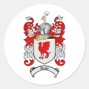 DRAKE FAMILY CREST - DRAKE WAPEN RONDE STICKER