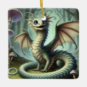 Drake Jabberwocky Schattig Fantasie Wezen Kunst Keramisch Ornament