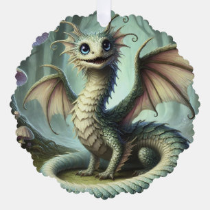 Drake Jabberwocky Schattig Fantasie Wezen Kunst Ornament Kaart