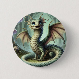 Drake Jabberwocky Schattig Fantasie Wezen Kunst Ronde Button 5,7 Cm