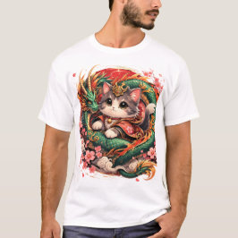 Drake Kat Fantasie Aziatisch Mythologisch Ontwerp T-shirt