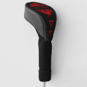 Drake Vector Zwart en Rood Monogram Golfheadcover (Schuin)