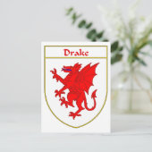 Drake wapen/familiewapen briefkaart (Staand voorkant)
