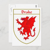 Drake wapen/familiewapen briefkaart (Voorkant / Achterkant)