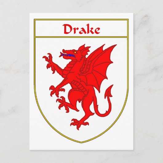Drake wapen/familiewapen briefkaart (Voorkant)
