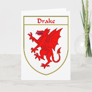 Drake wapen/familiewapen feestdagen kaart