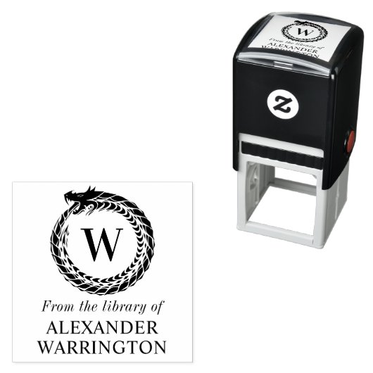 Drakeerraam Bibliotheek Boek Naam Initiële Monogra Zelfinktende Stempel (In situ)