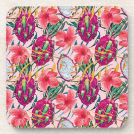 Drakefruit Tropische Bloem Moderne Groene Palm Bier Onderzetter