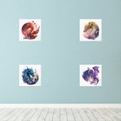 Draken 2 Afdrukset Muurkunst Sets (Houten vloer)