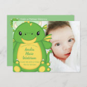 Draken Baby Shower Groen Briefkaart (Voorkant / Achterkant)