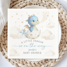 Draken Baby Shower Jongen Blauwe Cute Draken Papie