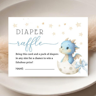 Draken Baby Shower Jongen Blauwe Luier Raffle Informatiekaartje