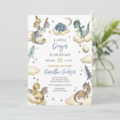 Draken Baby Shower Uitnodiging (Staand voorkant)