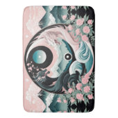 Draken Bloemen Berg Roze Sage Blauwgroen Badmat (Voorkant Verticaal)