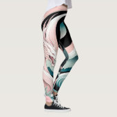 Draken Bloemen Berg Roze Sage Blauwgroen Leggings (Rechts)