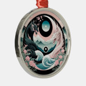 Draken Bloemen Berg Roze Sage Blauwgroen Metalen Ornament (Rechts)