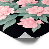 Draken Bloemen Berg Roze Sage Blauwgroen Poster (Hoek)