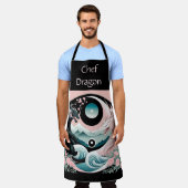 Draken Bloemen Berg Roze Sage Blauwgroen Schort (Gedragen)