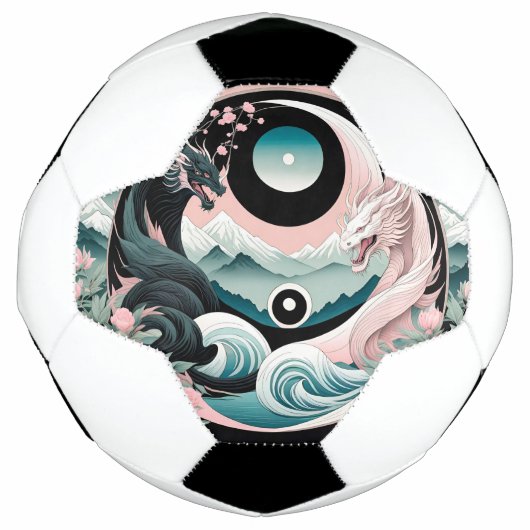 Draken Bloemen Berg Roze Sage Blauwgroen Voetbal (Voorkant)