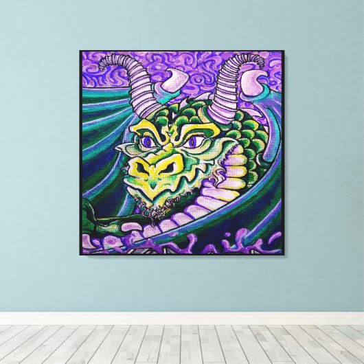 Draken close-up (vierkant) canvas (Insitu (Houten vloer))