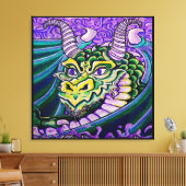 Draken close-up (vierkant) canvas (Insitu (Woonkamer))