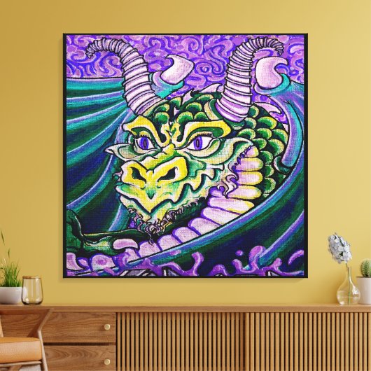 Draken close-up (vierkant) canvas (Insitu (Woonkamer))