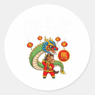 Draken Dans Jaar Van Het Paard Chinees Nieuwjaar D Ronde Sticker