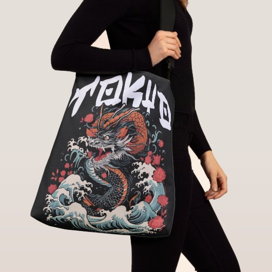 Draken Dans Japans Retro Zeegezicht Crossbody Tas (Dichtbij)