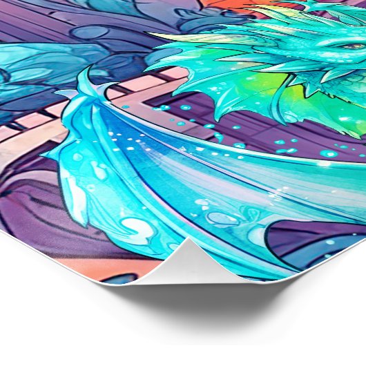 Draken en kasteel perfect poster (Hoek)