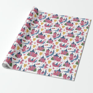 Draken en kastelen cadeaupapier